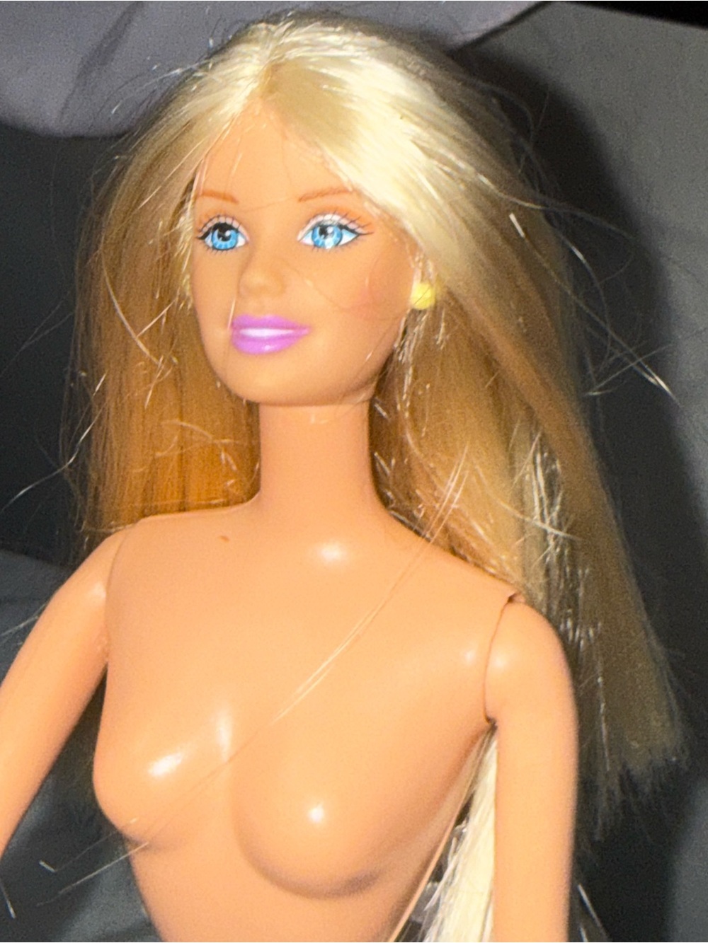 Barbie Mattel Long Blonde Hair Barbie Doll Nude Earrings Blue Eyes